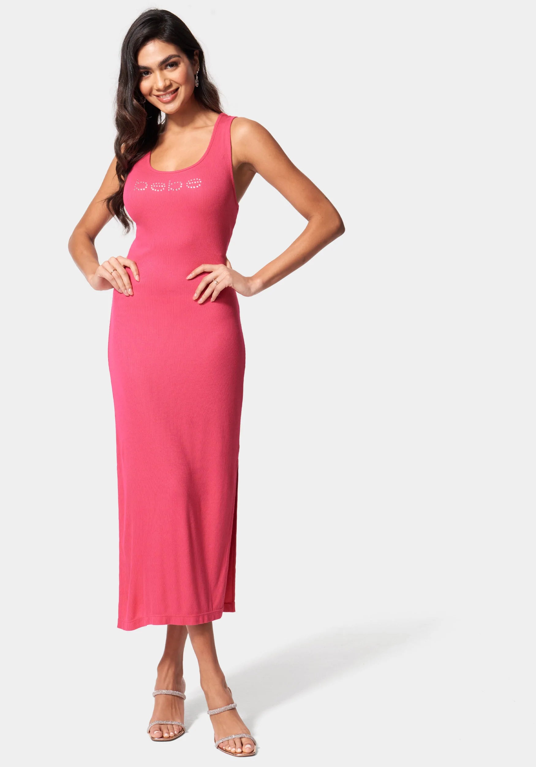 Huge Savings – Act Now!Bebe Logo Rib Knit Maxi Dress