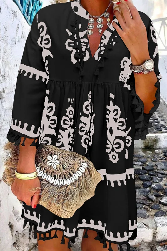Best Deals Just for You!Plus Size Western Geometric V-Neck Dress