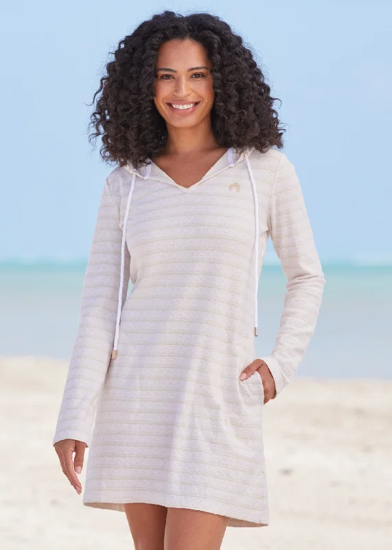 Unlock Huge Savings Now!Cream Hoodie Dress