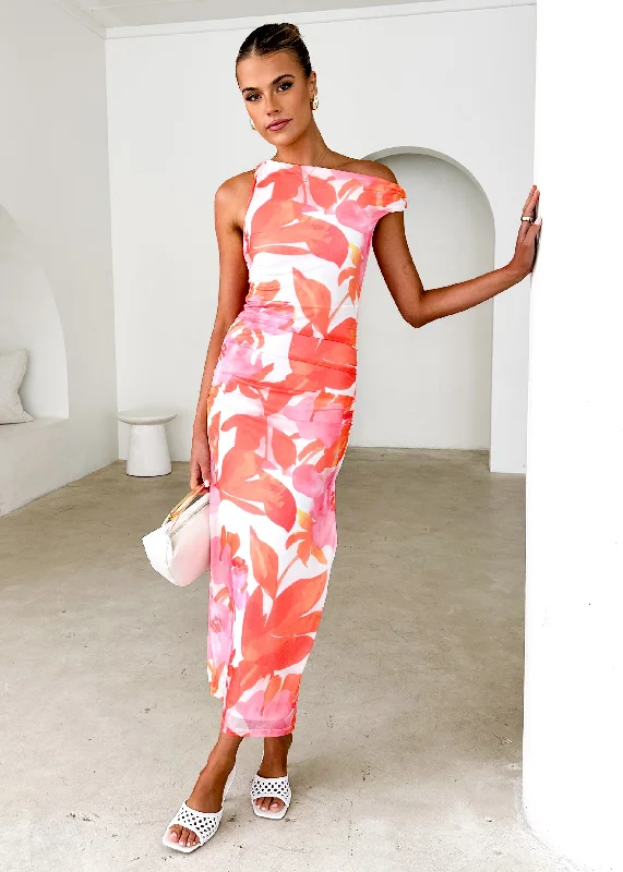 Shop the Hottest Deals!Darbie Mesh Maxi Dress - Orange Floral