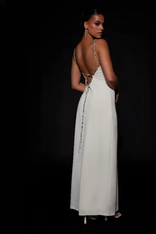 Limited Time Offer!Dionne Criss Cross Diamante Maxi Dress - Bone