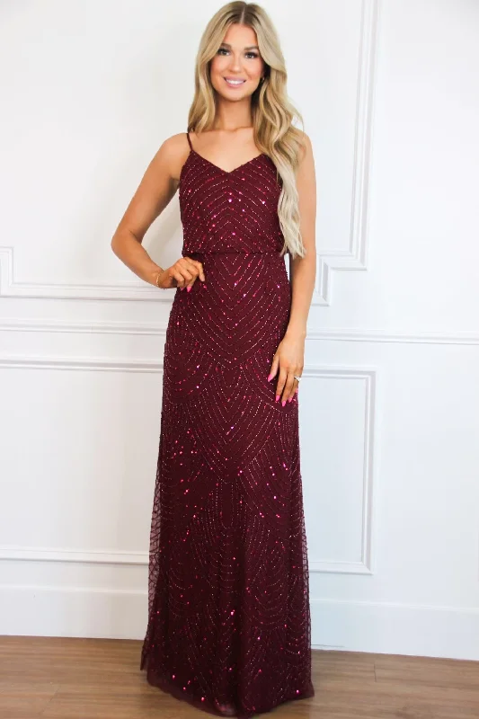 Hurry, Sale Ends Soon!Fall Into You Beaded Formal Dress: BURGUNDY