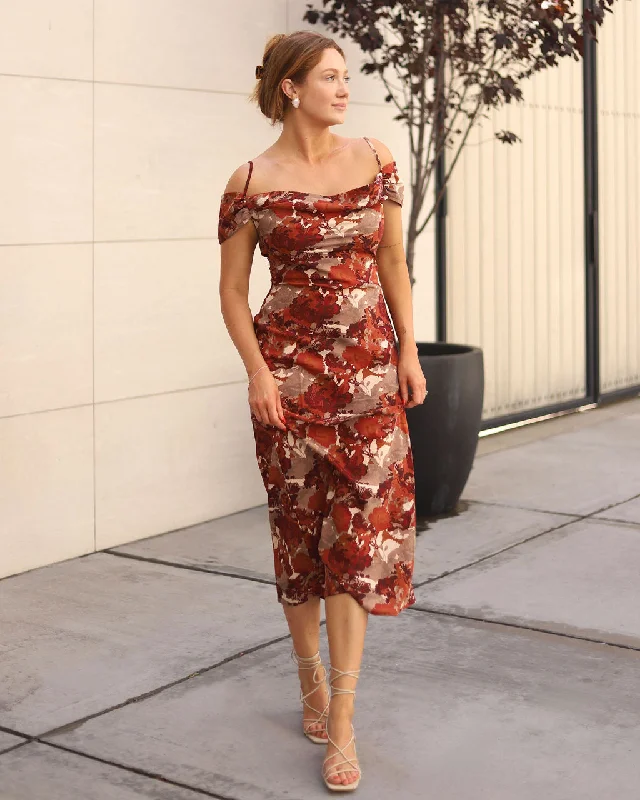 Act Fast – Limited Time Savings!Fall With Me Satin Off Shoulder Maxi Dress