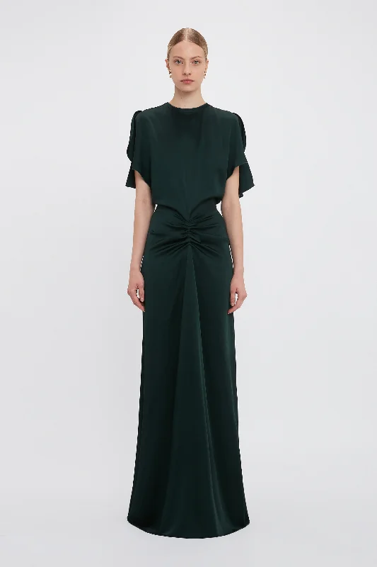 Shop Now and Save!Exclusive Gathered Waist Floor-Length Dress In Seaweed