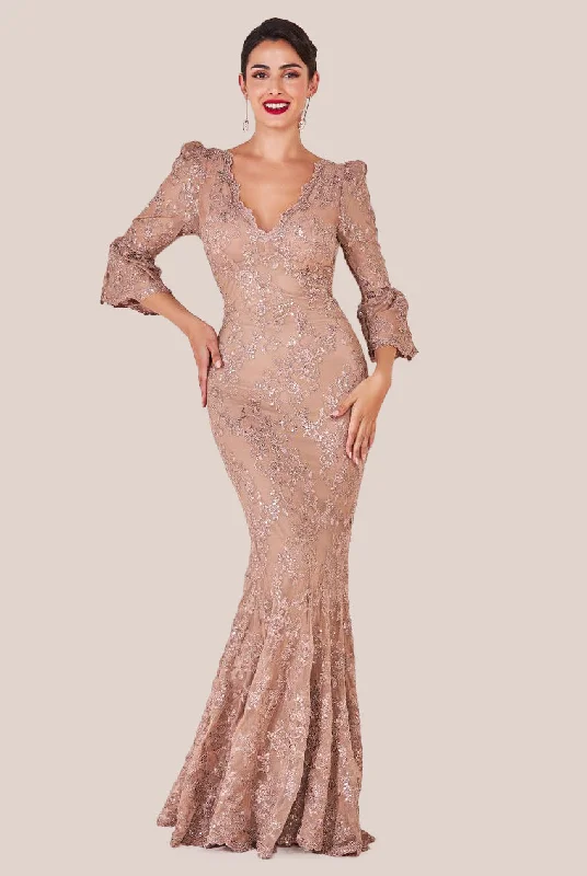 Limited Deals, Unlimited Savings!Goddiva Scalloped Lace Maxi Dress - Champagne
