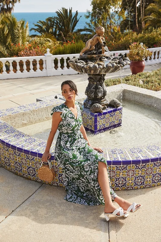 Your Best Deals Are Here!Harriet Floral Evianna Button Down Flutter Maxi Dress