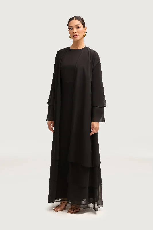 Upgrade for Less!Hawa Two Piece Abaya & Dress Set - Black