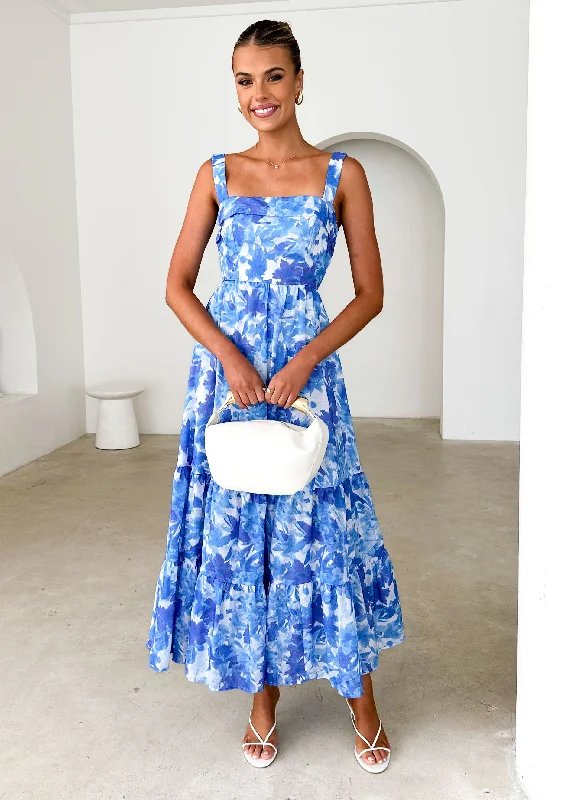 Your Shopping Wish, Our Discount Command!Jacy Maxi Dress - Blue Abstract