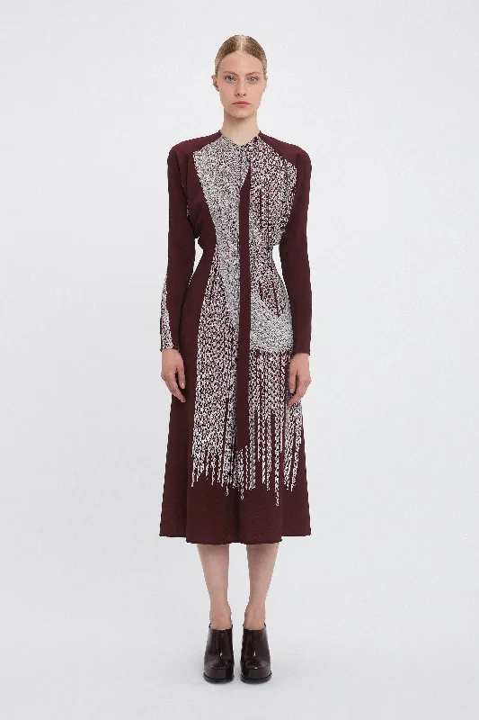 Price Drops You’ll Love!Keyhole Dolman Midi Dress In Port-Silver Chain Print