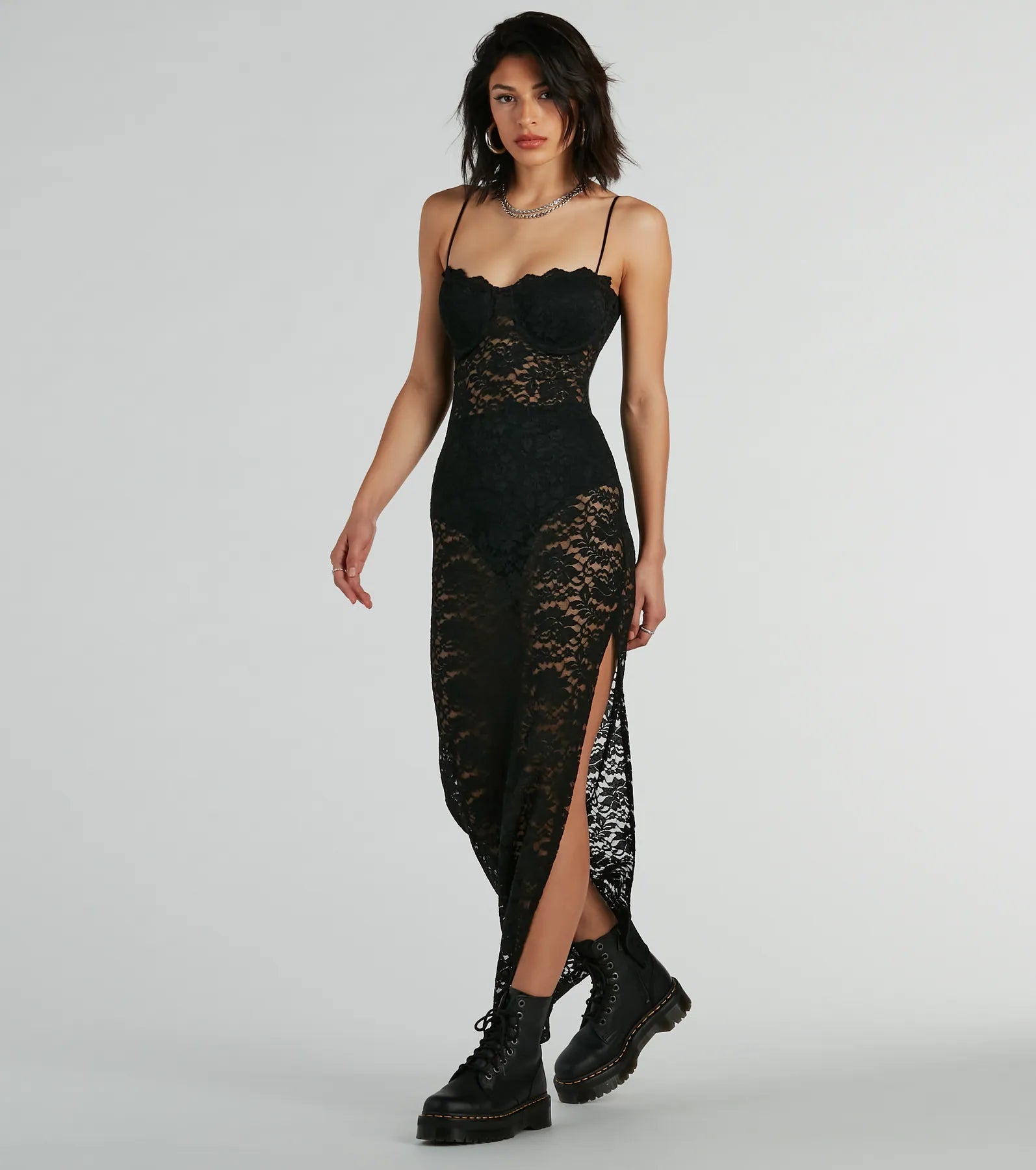 The Best Offers Are Here!Kiss And Tell Sweetheart Sheer Lace Maxi Dress