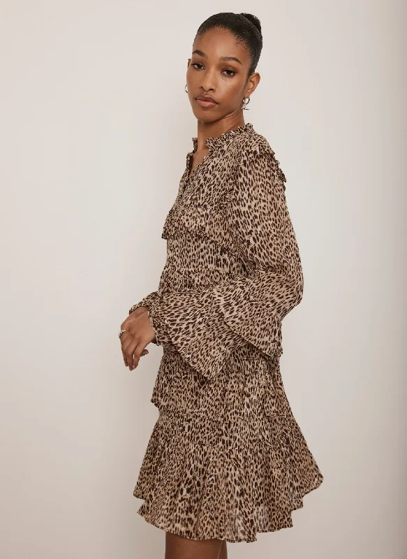Shop More, Spend Less!Leopard Print Tiered Mini Dress