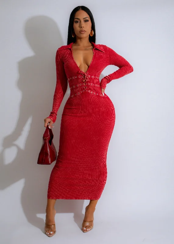The Best Offers Are Here!Love Spree Ribbed Maxi Dress Red