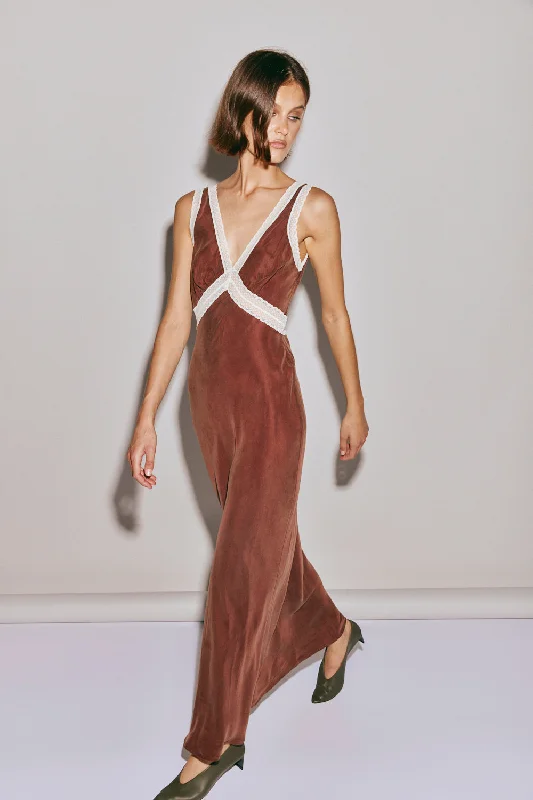 Act Fast – Limited Time Savings!Meet Me On The Dance Floor Bias Cut Maxi Dress Umber
