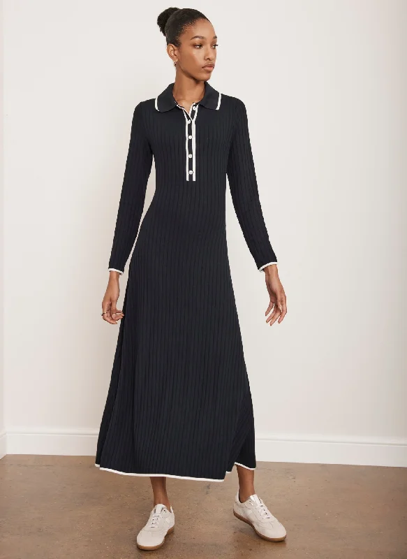 Find Your Perfect Deal Today!Navy Jersey Polo Midi Dress