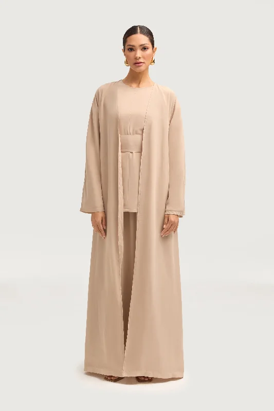Your Favorite Items on Sale Now!Nevene Three Piece Abaya Set - Stone