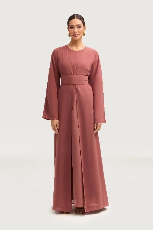 Shop Early, Save Big!Nevene Three Piece Abaya Set - Toasted Pecan