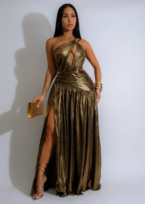 Buy One, Get One Free!Nocturnal Elegance Maxi Dress Gold