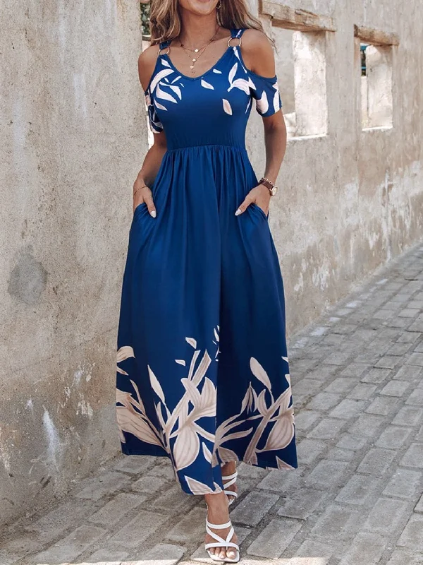 Get More for Less!Chic cold shoulder maxi dress with pockets