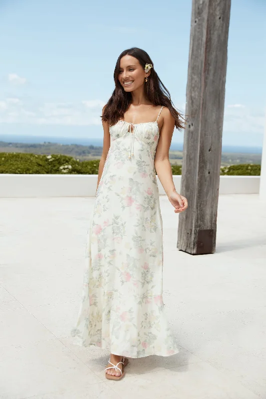 Save Like Never Before!Rebekah Floral Maxi Dress Beige