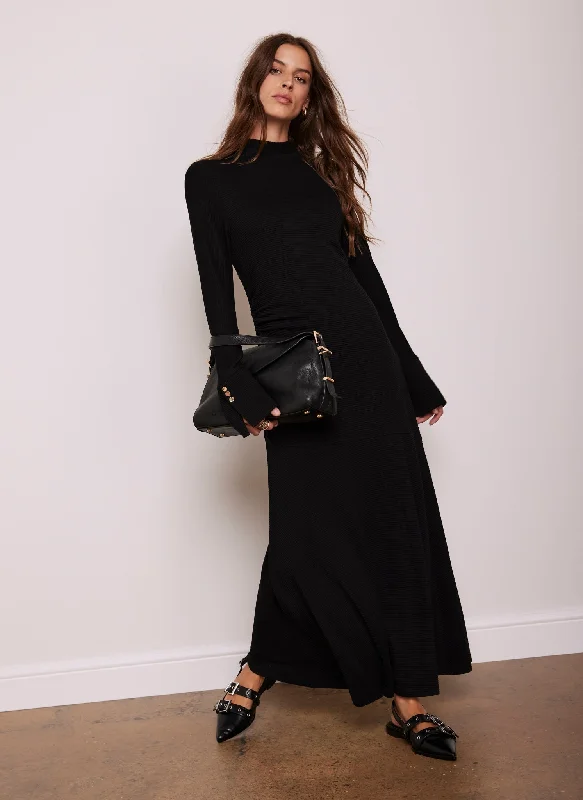 Your Dream Deal is Here!Black Ribbed Jersey Maxi Dress