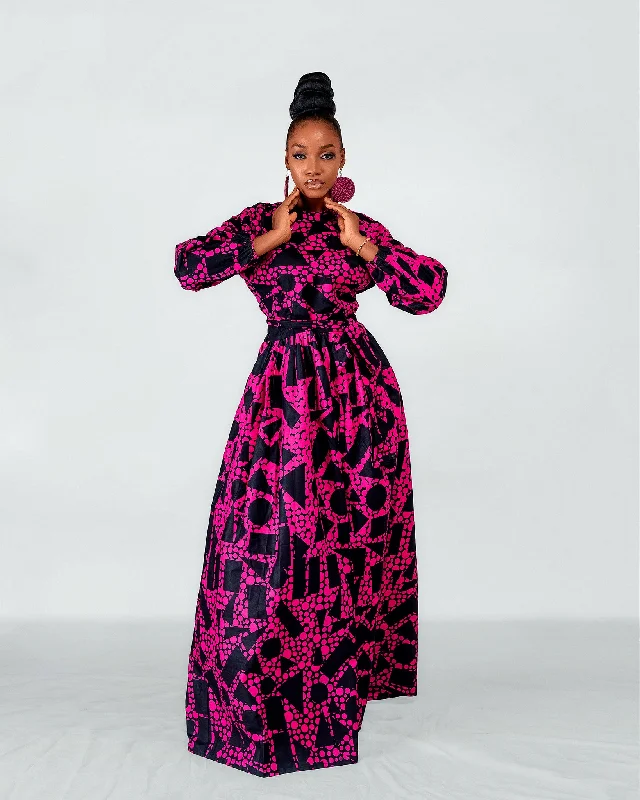 Don’t Wait – Deals Won’t Last!Royalty Ankara Maxi Dress | Pink and Black African Print