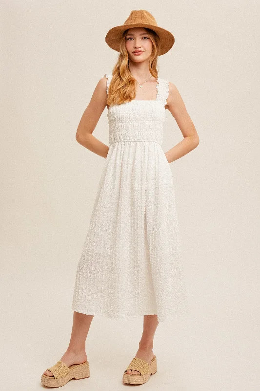 One Click Away from Big Savings!Ruffle Trim Midi Dress