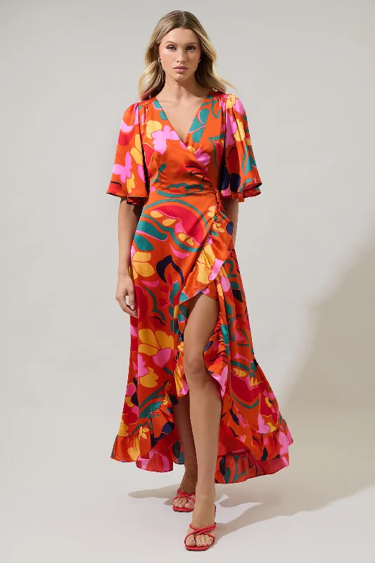 Special Discounts Inside!Serene Floral Abelia Hi-Low Maxi Wrap Dress