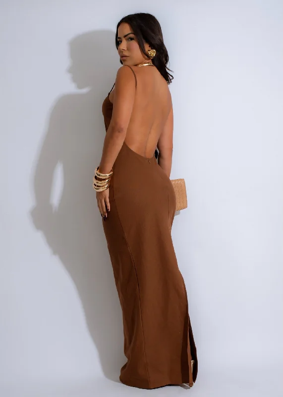 Steals and Deals Await!Sundown Slip Linen Maxi Dress Brown