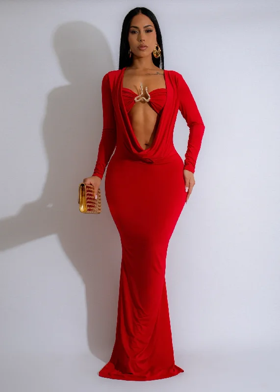 One Click Away from Big Savings!Sunset Times Maxi Dress Red
