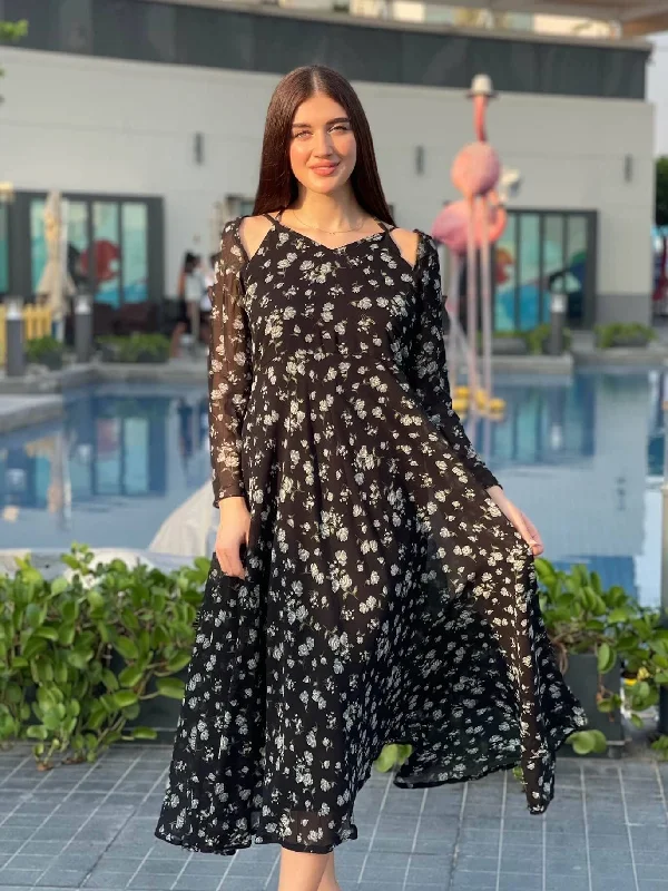 Flash Sale – Act Fast!Tri Dress In Black Floral
