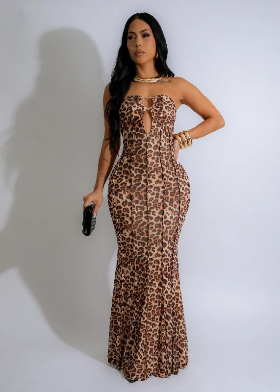 Must-Have Deals Inside!Ways To Go Mesh Maxi Dress Brown