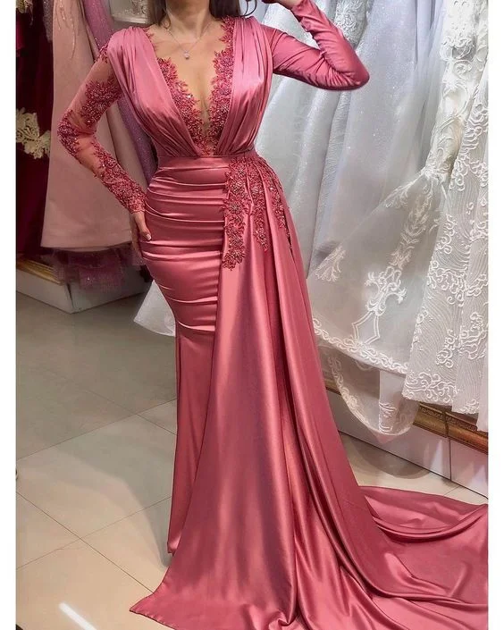 Your Dream Deal is Here!2021 Plus Size Arabic Aso Ebi Lace Beaded Mermaid Prom Dresses Sheer Neck Long Sleeves Evening Formal Party Second Reception Gowns Dress      cg24468
