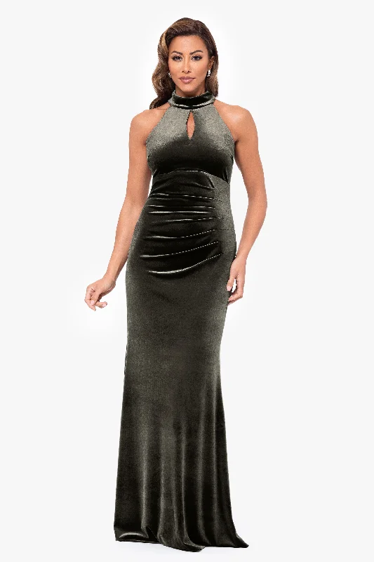 Save Up to 50% Off!"Grace" Long Velvet Mock Neck Dress