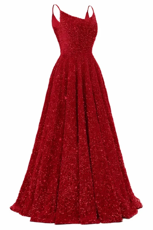 Great Deals, Just for You!A-Line Floor Length Sequined Prom Dress CS0411