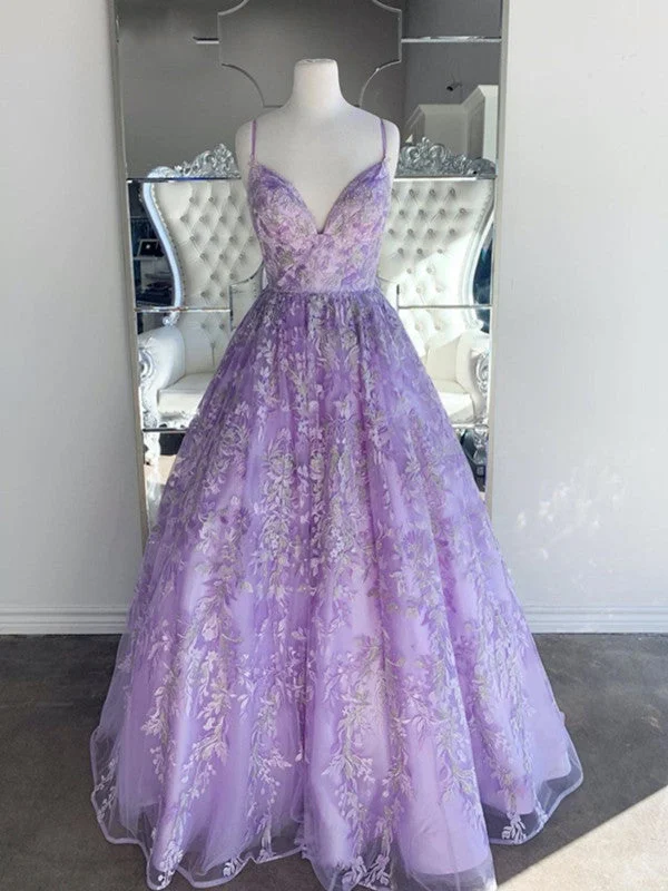 Lowest Prices Guaranteed!A-line Lace Elegant Popular Prom Dresses 2021, Purple Color Evening Party Prom Dresses