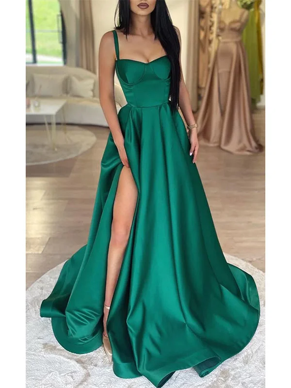 Your Favorite Items on Sale Now!A-line Straps Elegant Popular Simple Satin Modest Long Party Evening Prom Dresses PD1366
