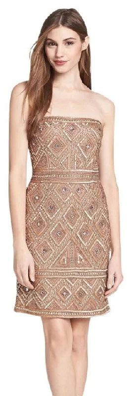 Hurry, Sale Ends Soon!Adrianna Papell - Embellished Straight Across Neck Dress 41881470