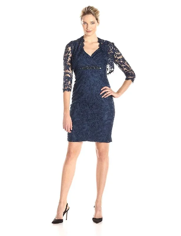 Steals and Deals Await!Adrianna Papell - Embellished V-Neck Sheath Dress 15253710