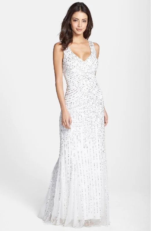Grab Yours Before It’s Too Late!Aidan Mattox 54456430 Sequin Adorned Sleeveless Long Dress in Ivory