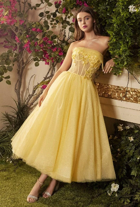 Your Best Deals Are Here!Andrea & Leo A1055 Strapless Tea Length Dress