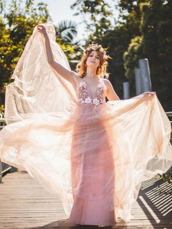 Instant Savings Await!Appliques A-line Elegant Prom Dresses, Spaghetti Straps Fashion 2021 Long Prom Dresses