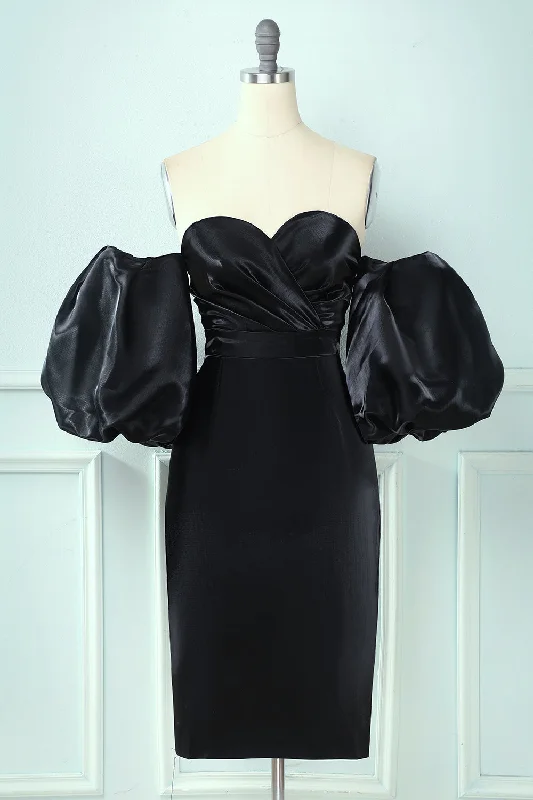 Everything Must Go!Black Off the Shoulder Cocktail Dress