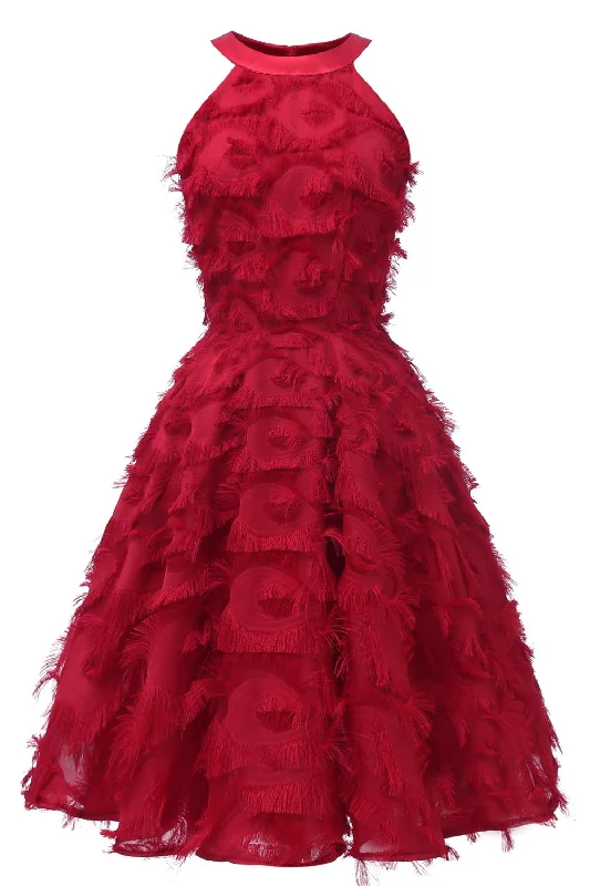 Snag the Best Prices Now!Burgundy Round Neck Short Party Dress