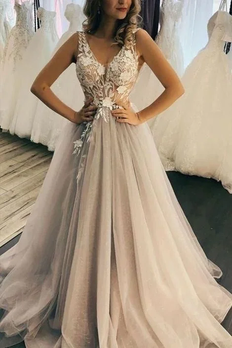 Huge Price Cuts Await!Charming V neck Tulle Long Prom Dress, Evening Formal Dress     cg24782
