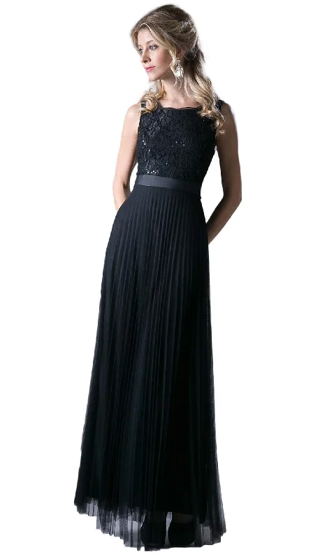 Your Best Deals Are Here!Cinderella Divine - Sequined Lace Bateau Pleated A-line Dress
