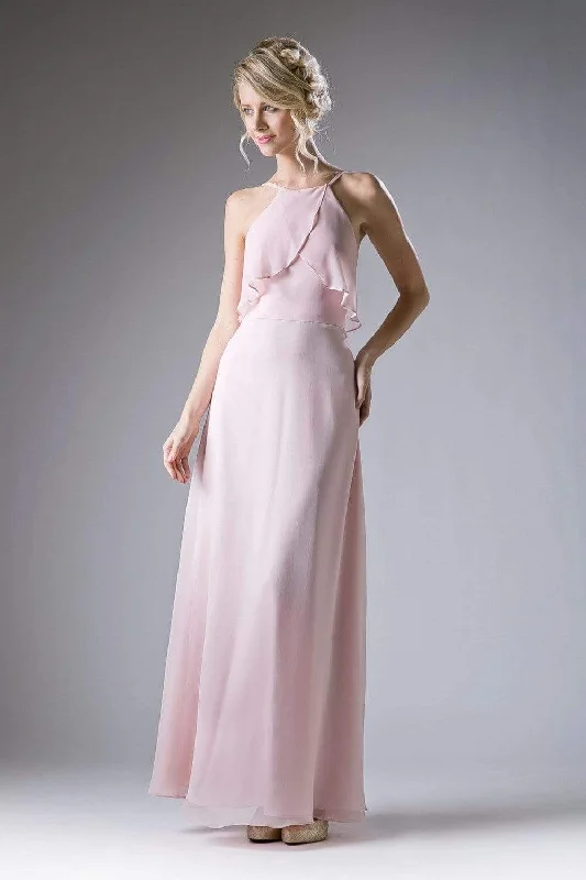 Flash Sale – Act Fast!Cinderella Divine - Sleeveless Flounce Halter Neck Sheath Dress