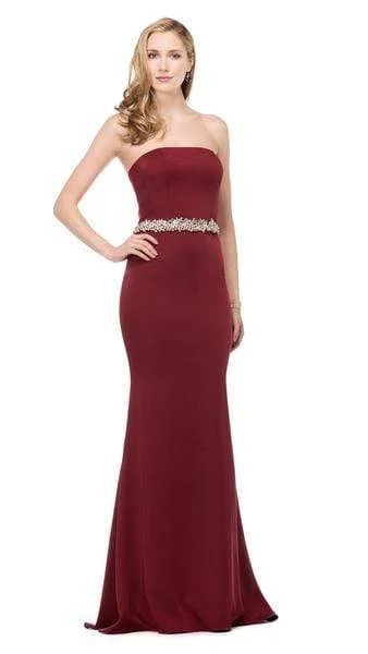 Save Money, Shop Happy!Colors Dress - Jewel Adorned Long Sheath Gown 1541 - 1 pc Royal in Size 6 and 1 pc Wine in Size 6 Available