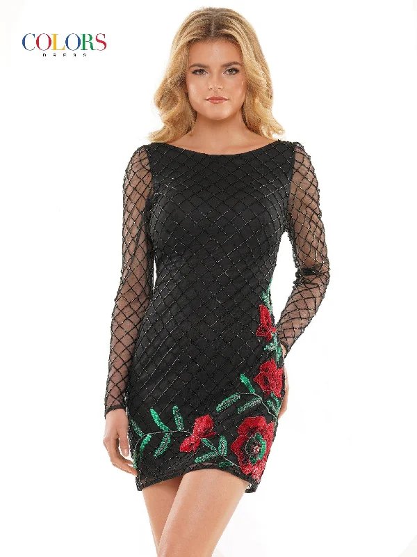 Flash Deals – Act Quickly!Colors 2803 Colors Long Sleeve Homecoming Cocktail Dress
