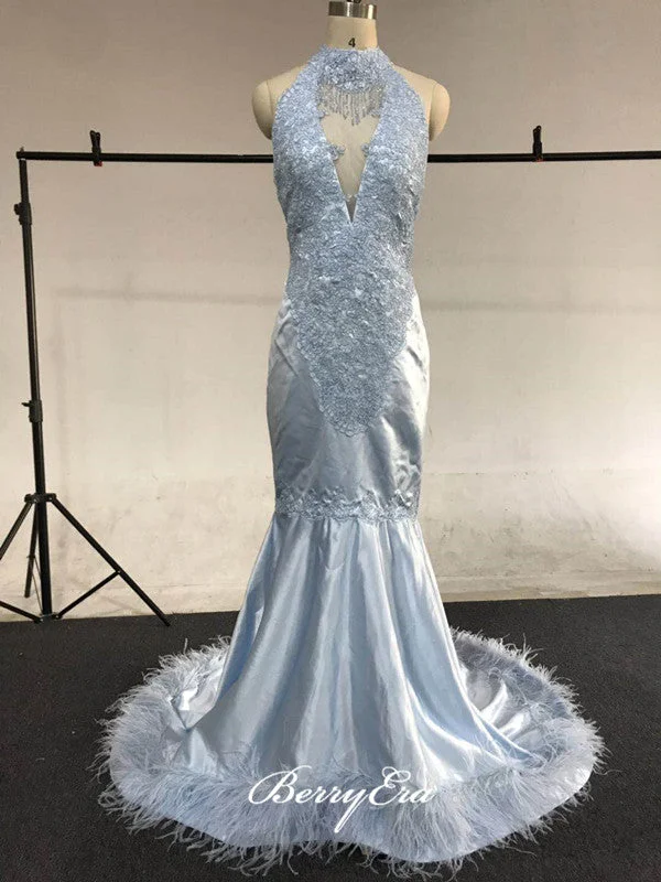 The Best Offers Are Here!Custom Design Halter Long Prom Dresses, Mermaid Lace Prom Dresses, 2020 Prom Dresses