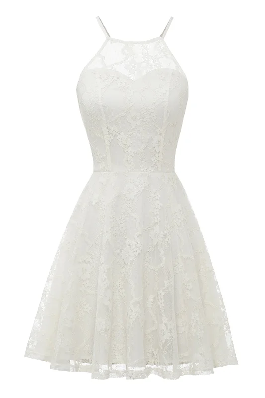 Time to Snag a Bargain!Cute A Line Hater White Short Lace Dress